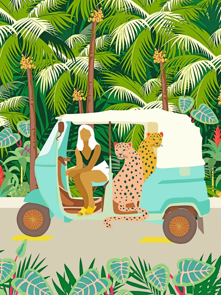 Paseo en rikshaw con leopardos de Java en Bali - Fotografía artística de Uma Gokhale