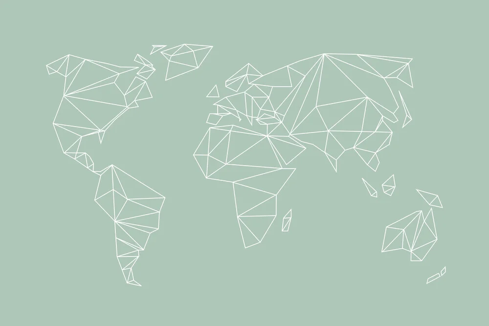 Weltkarte - mapa del MUNDO geométrico - verde salvia pastel - Fotografía artística de Studio Na.hili