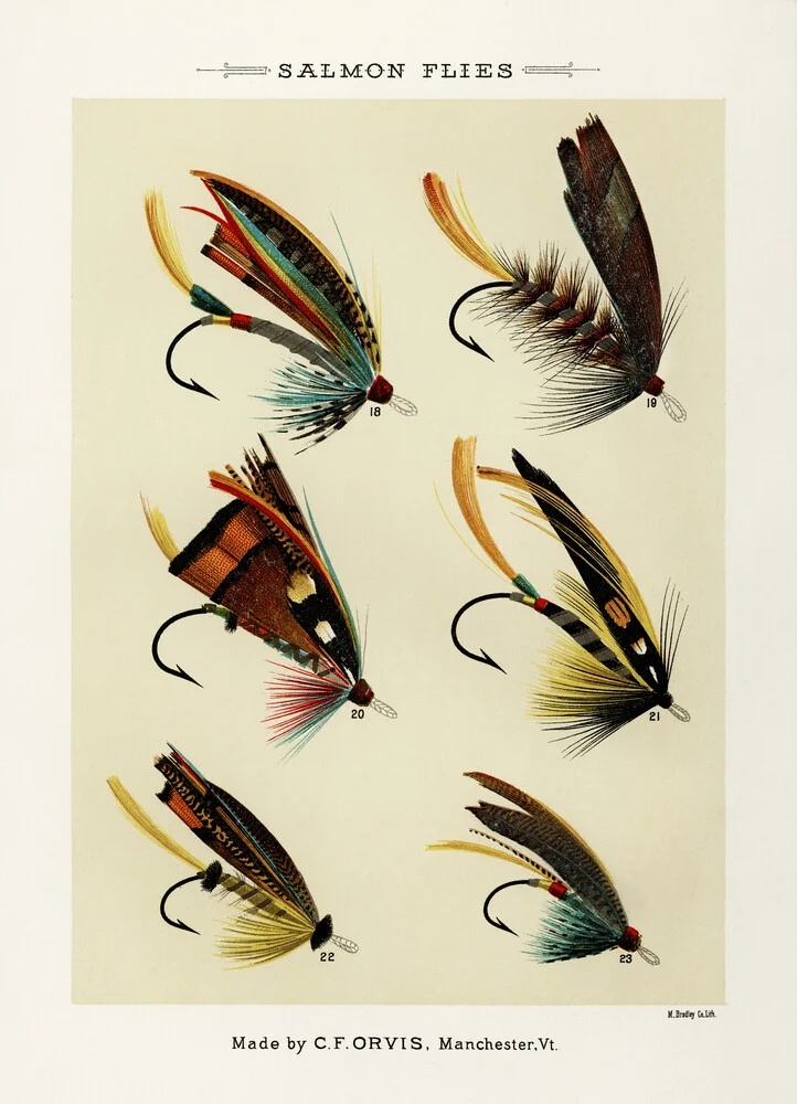 Mary Orvis Marbury: Salmon Flies - Fotografía artística de Vintage Nature Graphics