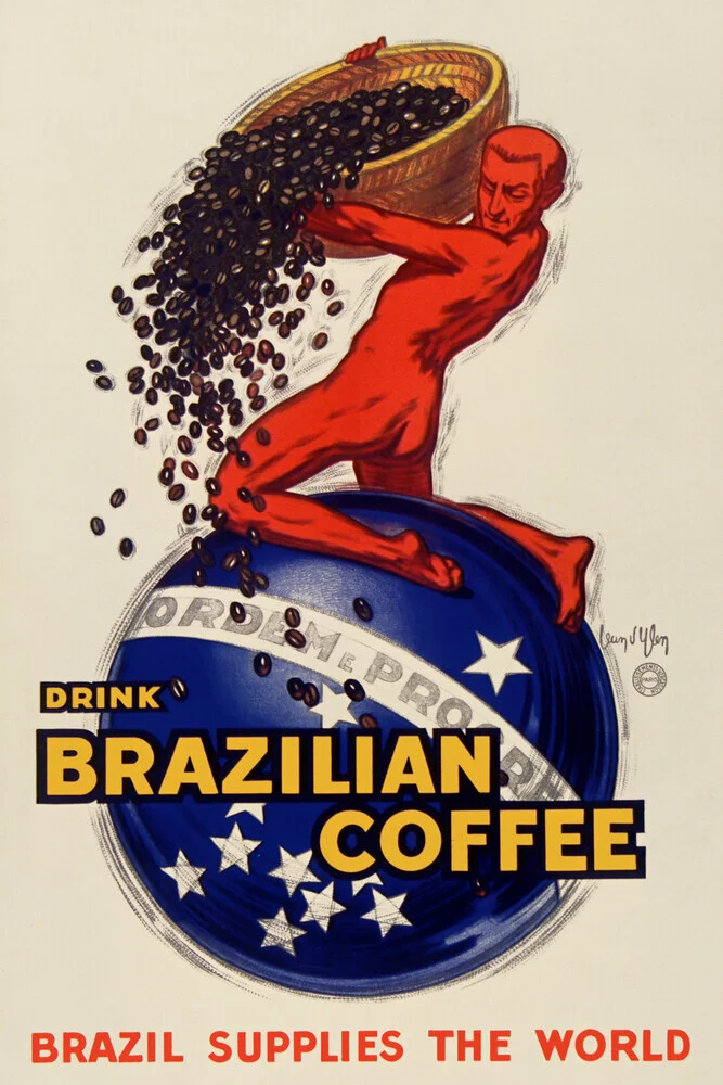 Jean d'Ylen: Beber café brasileño - Fotografía artística de Vintage Collection