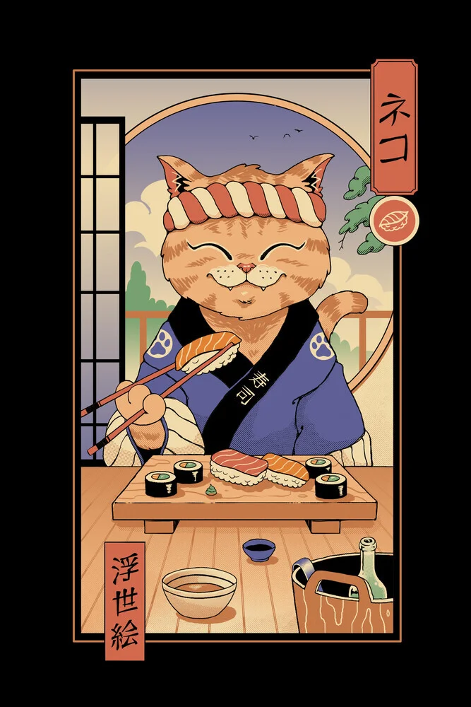 Sushi Cat en Edo - Fotografía artística de Vincent Trinidad Art