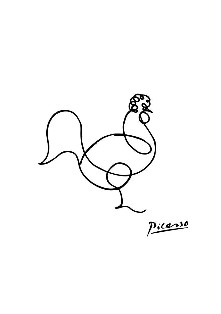 Picasso Gallo dibujo lineal en blanco y negro - Fotografía artística de Art Classics