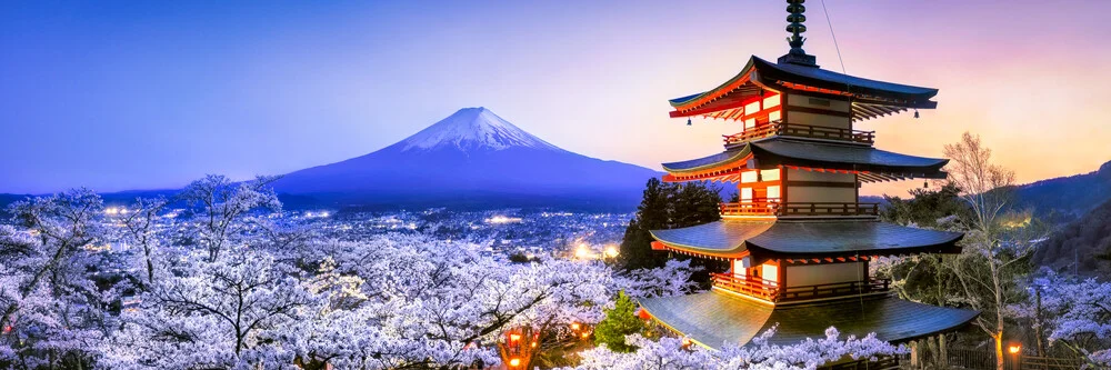 Pagoda Chureito y Monte Fuji de noche - Fotografía artística de Jan Becke