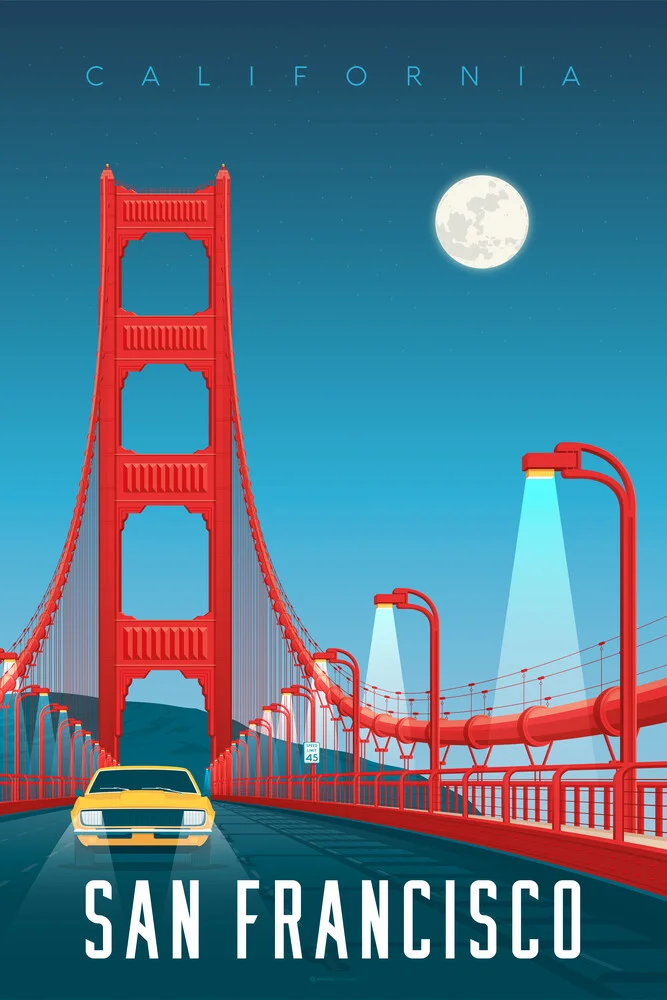 Arte de pared de viaje vintage del puente Golden Gate San Francisco - Fotografía Fineart de François Beutier