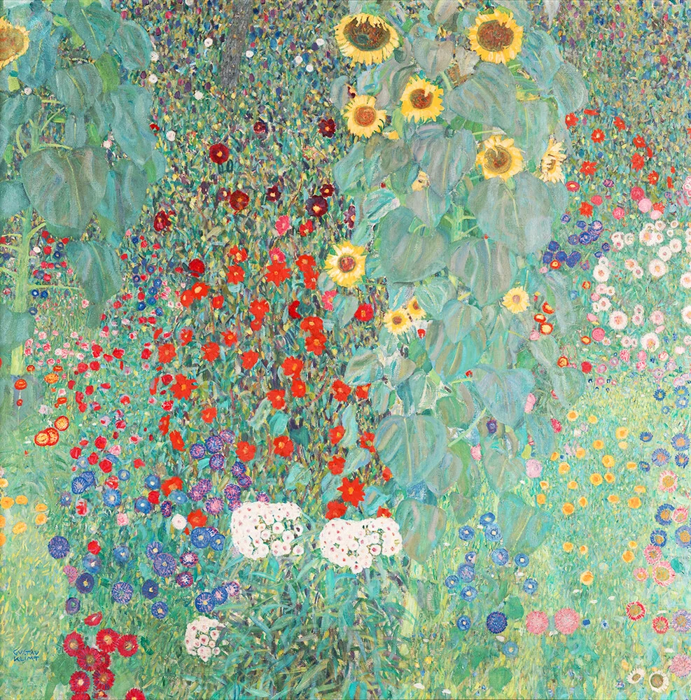Gustav Klimt: Jardín de la cabaña con girasoles - Fotografía artística de Art Classics