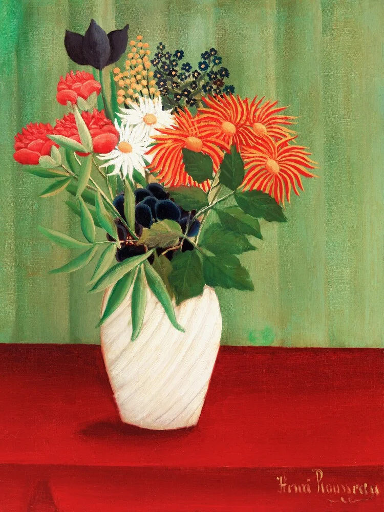 Ramo de flores con China Asters y Tokyos de Henri Rousseau - Fotografía artística de Art Classics