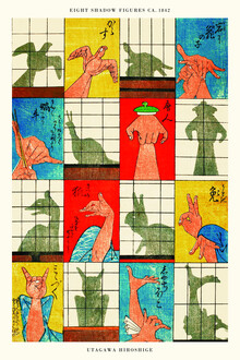 Arte vintage japonés, Utagawa Hiroshige: Eight Shadow Figures - póster de exposición (Japón, Asia)
