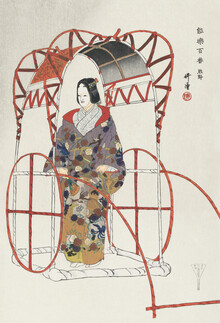 Arte vintage japonés, Kogyo Tsukioka: Escena de Yuya (Japón, Asia)