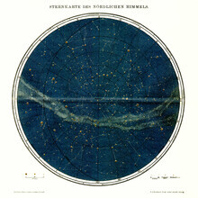 Colección Vintage, Mapa estelar del cielo del norte (Alemania, Europa)