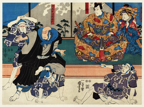 Arte vintage japonés, Utagawa Kuniyoshi: Sato Norikiyo Nyudo Saigo Yoshinaka (Japón, Asia)