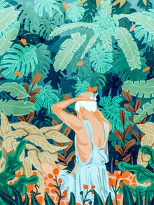 Patio trasero | Pintura de la naturaleza tropical de la selva | Dama de plantas botánicas - Fotografía artística de Uma Gokhale