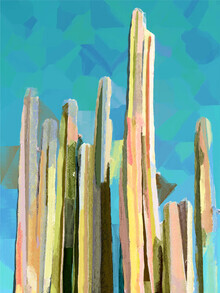 Uma Gokhale, Rosa del Desierto, Cactus de Verano Arte Digital Pastel Abstracto, Naturaleza