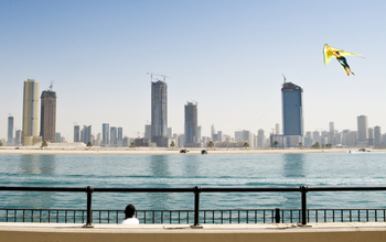 Daniel Schoenen, Skyline von Dubai und Drachen (Emiratos Árabes Unidos, Asia)