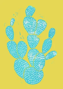 Linocut Cactus Desert Blue - Fotografía artística de Bianca Green
