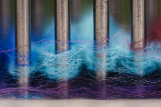 Nadja Jacke, patrón de lana azul-púrpura (Alemania, Europa)