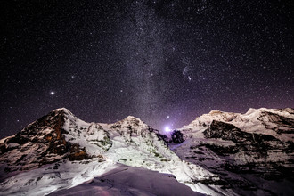 Peter Wey, Eiger Mönch y Jungfrau de noche (Suiza, Europa)