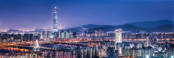 Jan Becke, Lotte World Tower y el horizonte de Seúl por la noche (Corea del Sur, Asia)