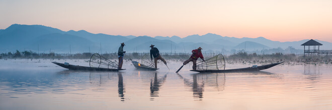 Jan Becke, pescadores de Intha en el lago Inle en Myanmar