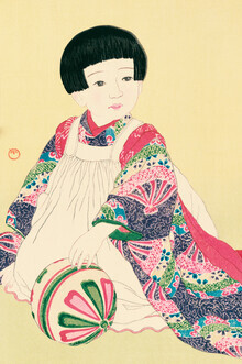 Arte vintage japonés, Retrato de un niño #2 por Hasui Kawase (Japón, Asia)