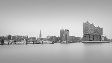 Dennis Wehrmann, panorama del horizonte del puerto de Hamburgo (Alemania, Europa)