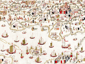 Gráficos de naturaleza vintage, castillo holandés desconocido Qing en Tainan - 清 佚名 台南地區荷蘭城堡 (China, Asia)