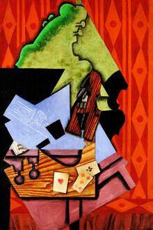 Clásicos del arte, violín y naipes sobre la mesa de Juan Gris
