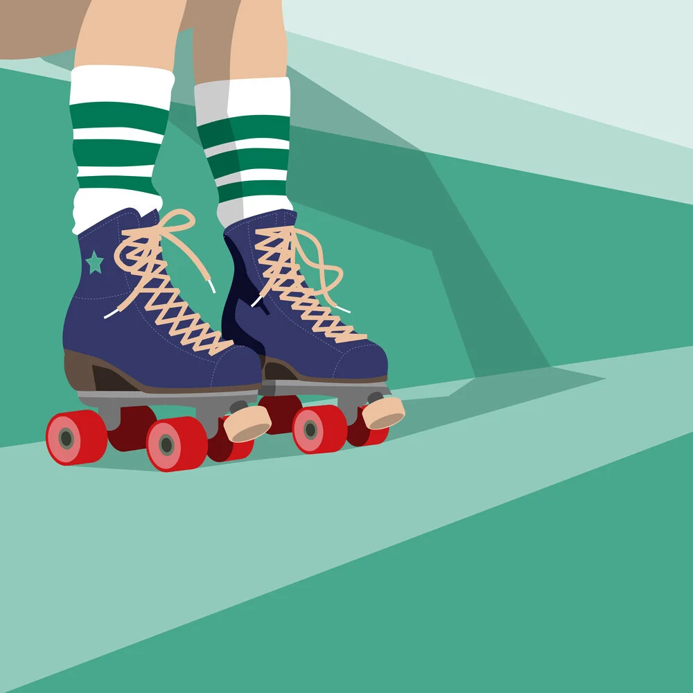Adolescent avec des patins à roulettes rétro - Photographie fineart par Pia Kolle