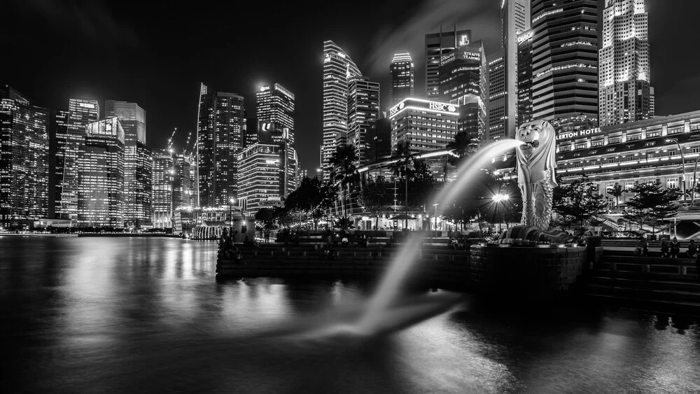 Singapour - Merlion s/w - Photographie d'art par Sebastian Rost