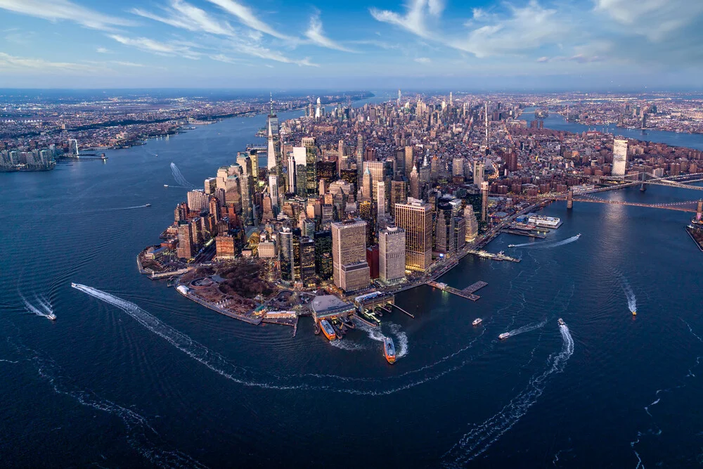 Vue aérienne de la ligne d'horizon de Manhattan - Photographie fineart de Jan Becke