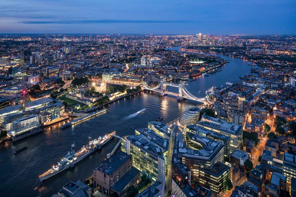 Vue de la ville de Londres la nuit - Photographie Fineart de Jan Becke
