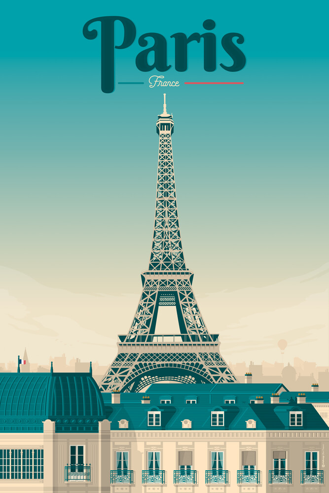 Art mural de voyage vintage Tour Eiffel Paris - Photographie fineart par François Beutier
