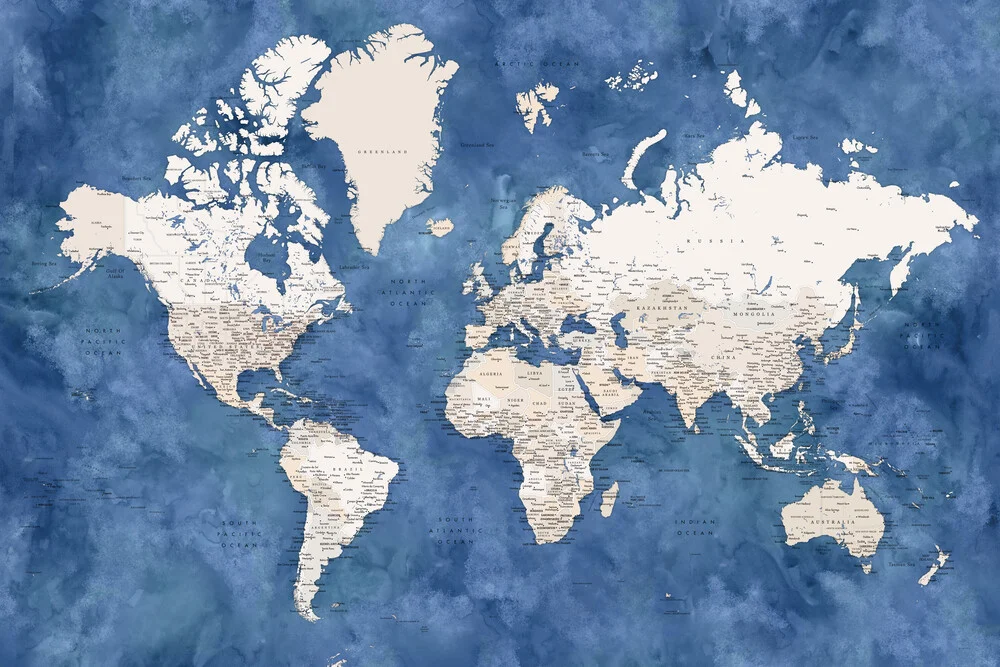 Carte du monde détaillée avec les villes Sabeen - Photographie fineart de Rosana Laiz García