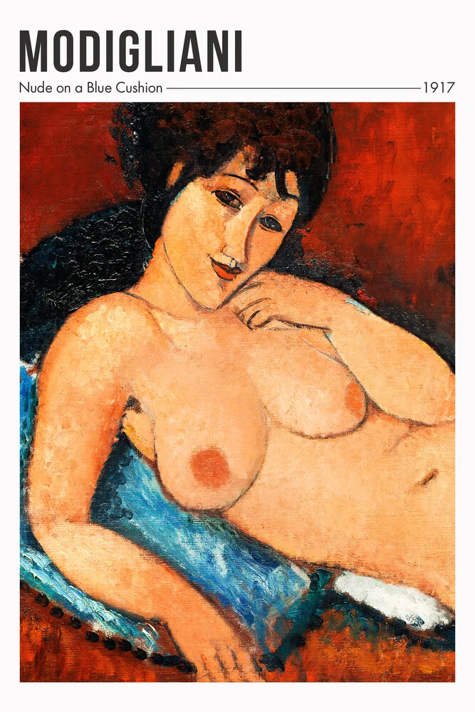Nu sur un coussin bleu de Modigliani - Photographie d'art par Art Classics