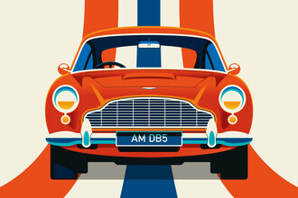 Bo Lundberg, voiture de sport vintage rouge et bleu