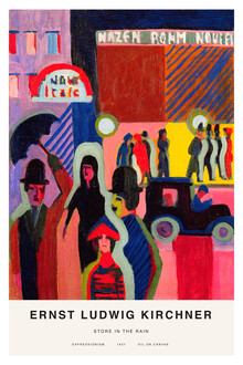 Classiques de l'art, Ludwig Kirchner : Magasin sous la pluie - Allemagne, Europe)