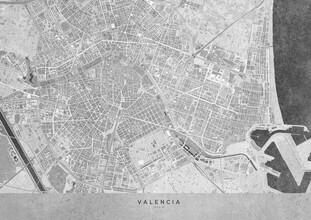 Rosana Laiz García, Carte vintage grise de Valence Espagne (Espagne, Europe)