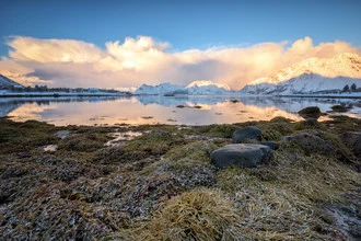 Fjord mit Spiegelung am frühen Morgen - Photographie d'art par Michael Stein