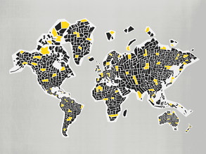 Renard et velours, carte du monde abstraite (Royaume-Uni, Europe)