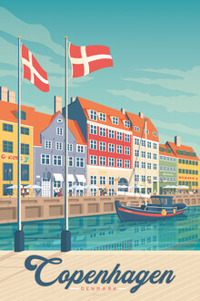 François Beutier, art mural de voyage vintage de Copenhague (Danemark, Europe)