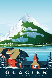 Art mural de voyage vintage du parc national des Glaciers - Photographie fineart par François Beutier