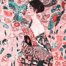 Classiques de l'art, Gustav Klimt : Femme à l'éventail (rose) (Allemagne, Europe)