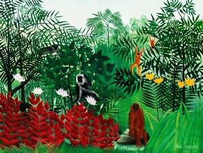 Classiques de l'art, Forêt tropicale avec singes par Henri Rousseau (Allemagne, Europe)