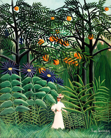 Classiques de l'art, Femme marchant dans une forêt exotique par Henri Rousseau