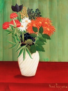 Classiques de l'art, Bouquet de fleurs avec asters de Chine et tokyos par Henri Rousseau