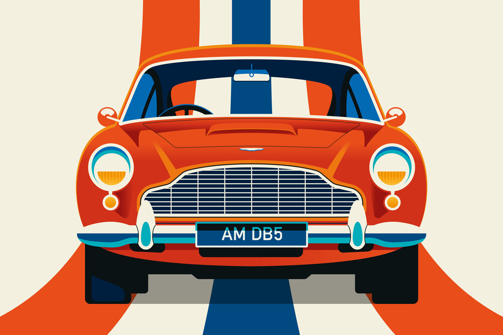 Auto sportiva d'epoca rossa e blu - Fotografia Fineart di Bo Lundberg