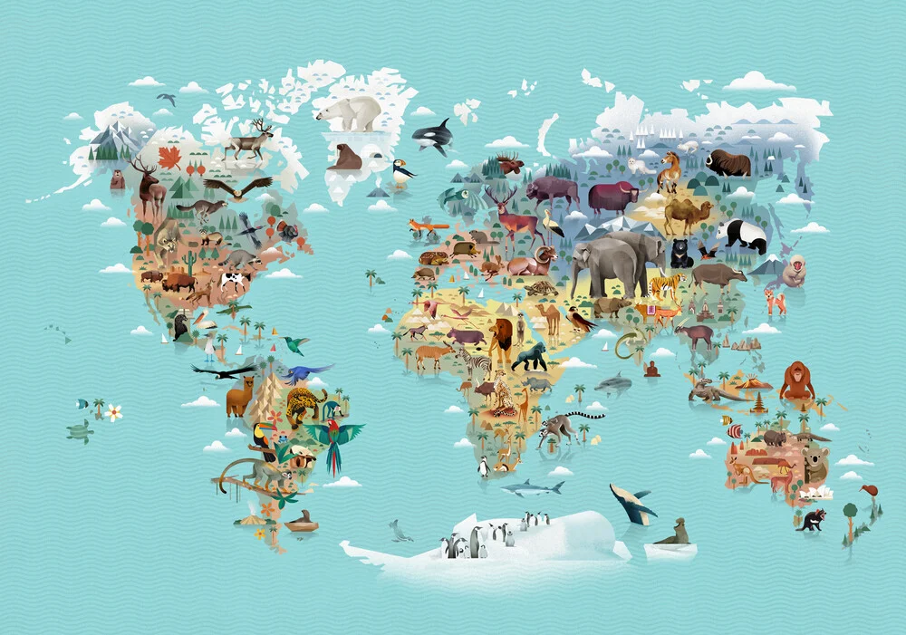 Mappa del mondo degli animali - Fotografia Fineart di Dieter Braun