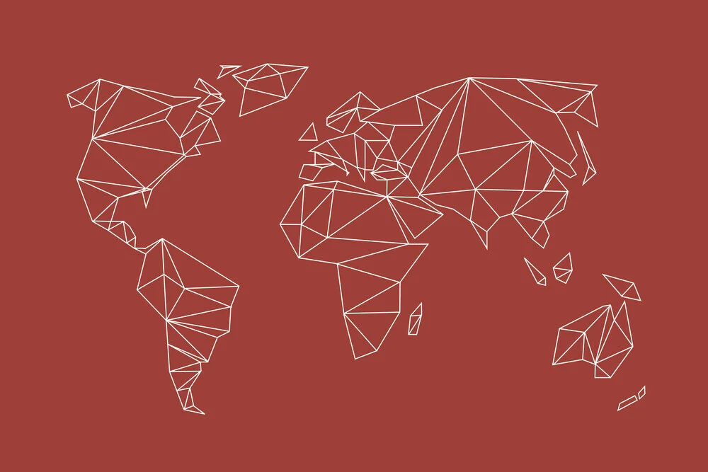 mappa del MONDO geometrico - terracotta rossa terrosa - Fotografia Fineart di Studio Na.hili