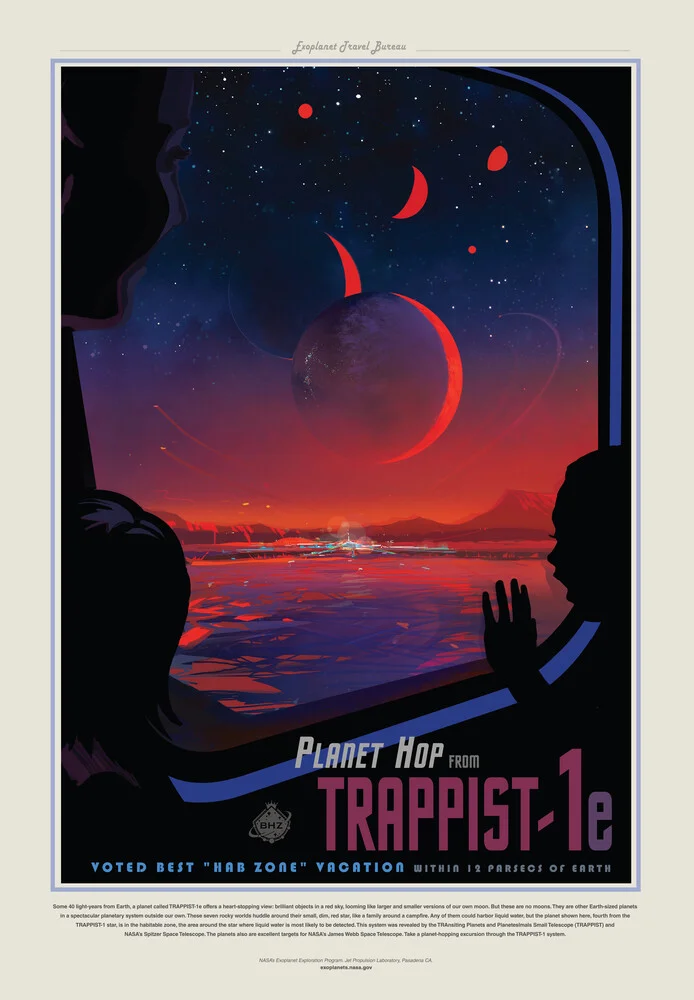 Planet Hop da Trappist-1e, Best Hab Zone Vacation - fotokunst von Nasa Visions