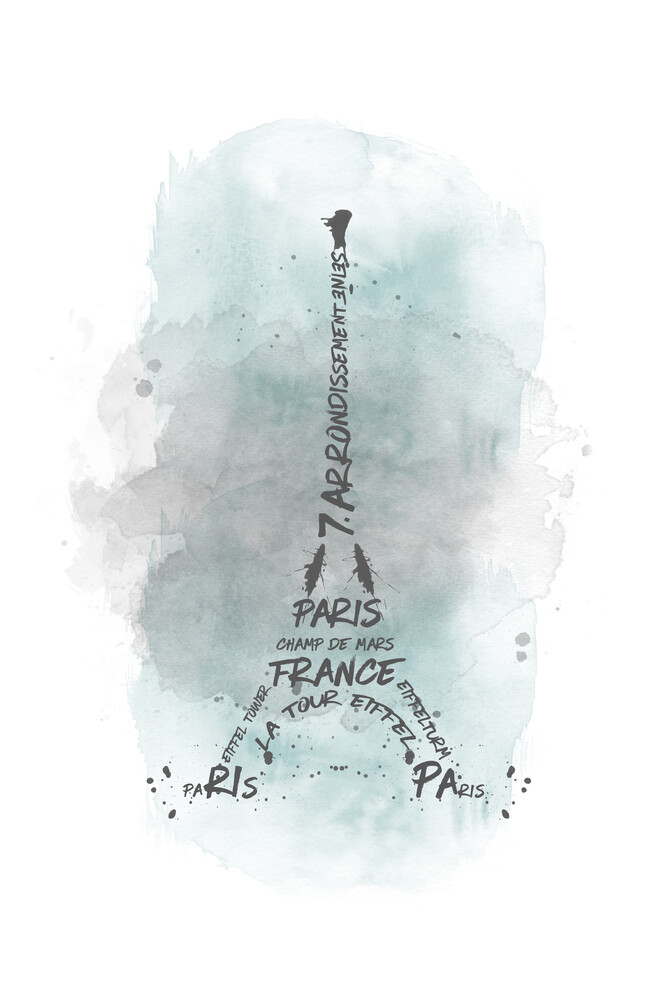 Acquerello Art Torre Eiffel turchese - Fotografia Fineart di Melanie Viola