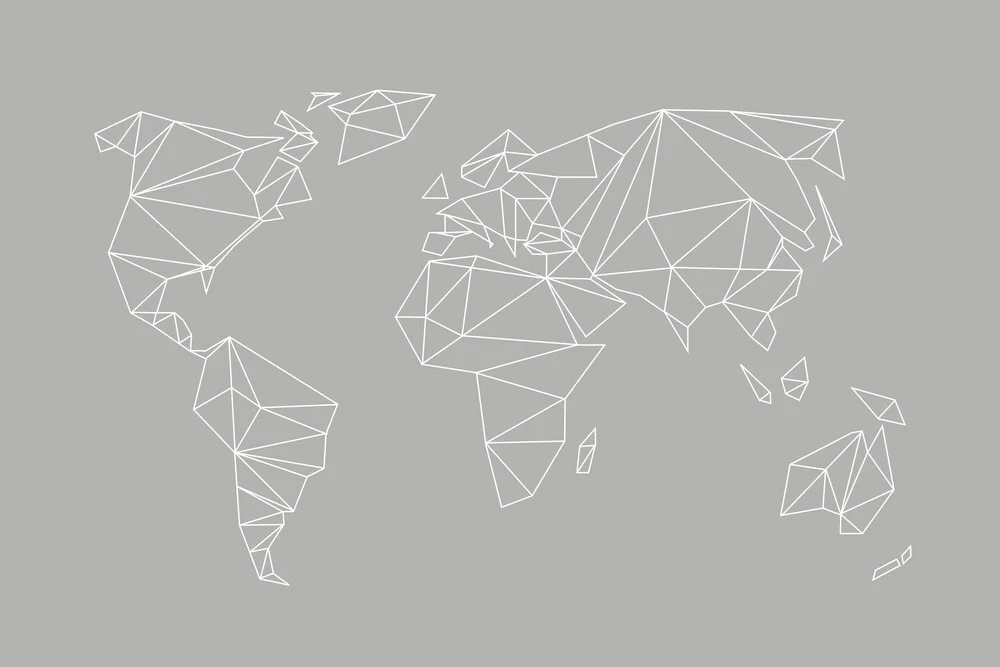 Geometrical World Map Grey - Fotografia Fineart di Studio Na.hili